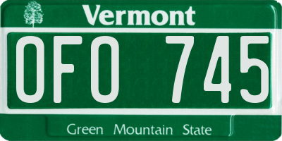 VT license plate OFO745