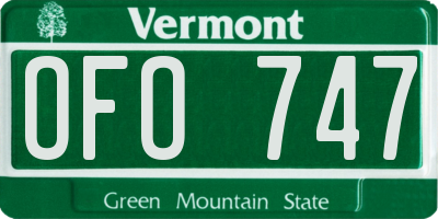 VT license plate OFO747