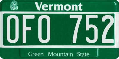 VT license plate OFO752