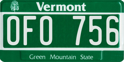 VT license plate OFO756
