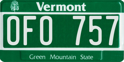 VT license plate OFO757