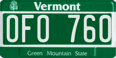 VT license plate OFO760
