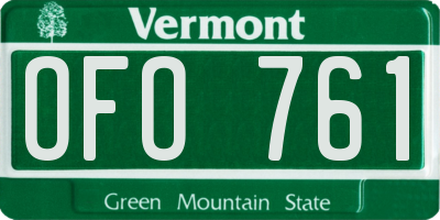 VT license plate OFO761