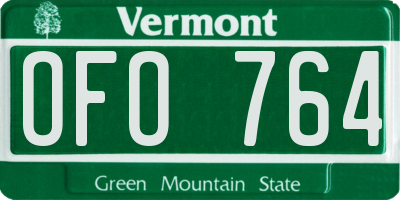 VT license plate OFO764