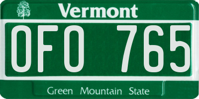 VT license plate OFO765