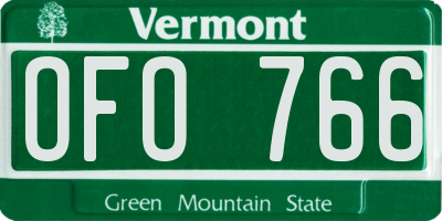 VT license plate OFO766