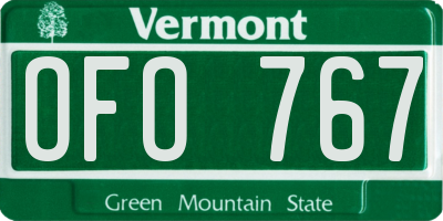 VT license plate OFO767