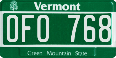 VT license plate OFO768