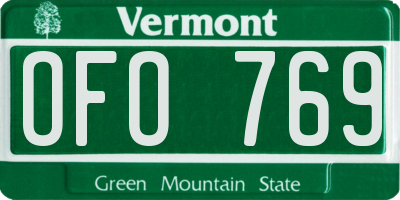 VT license plate OFO769