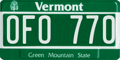 VT license plate OFO770