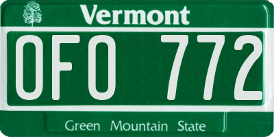 VT license plate OFO772