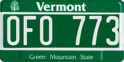 VT license plate OFO773