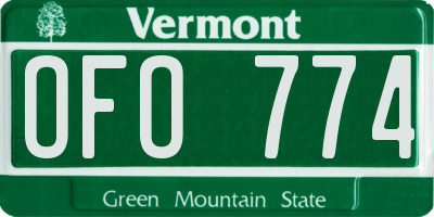 VT license plate OFO774