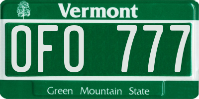 VT license plate OFO777