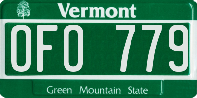 VT license plate OFO779