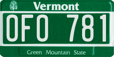 VT license plate OFO781