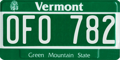 VT license plate OFO782