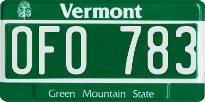 VT license plate OFO783