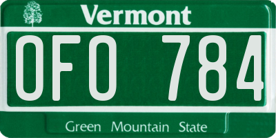 VT license plate OFO784