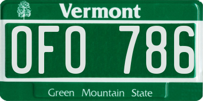 VT license plate OFO786