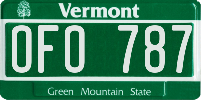VT license plate OFO787