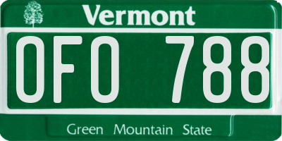 VT license plate OFO788