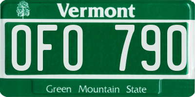 VT license plate OFO790
