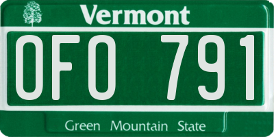 VT license plate OFO791