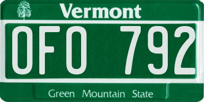 VT license plate OFO792