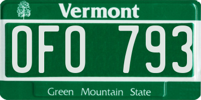 VT license plate OFO793