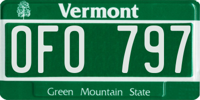 VT license plate OFO797