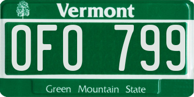 VT license plate OFO799