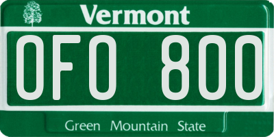VT license plate OFO800