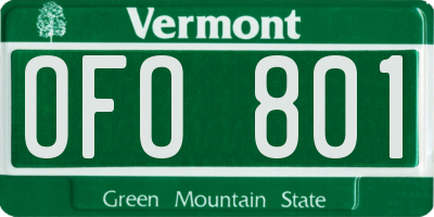 VT license plate OFO801