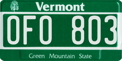 VT license plate OFO803