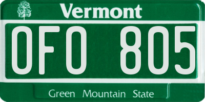 VT license plate OFO805