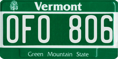 VT license plate OFO806