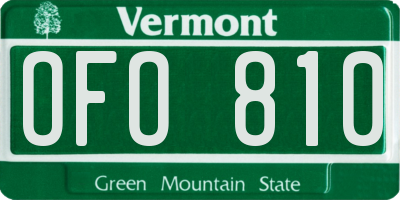 VT license plate OFO810