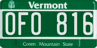 VT license plate OFO816