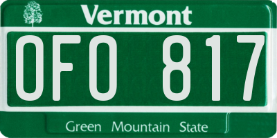 VT license plate OFO817