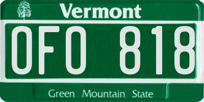 VT license plate OFO818