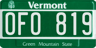 VT license plate OFO819