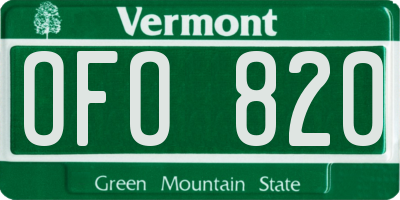 VT license plate OFO820