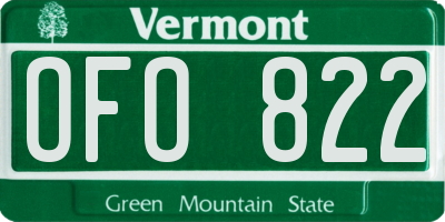 VT license plate OFO822