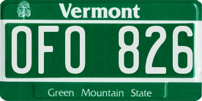 VT license plate OFO826