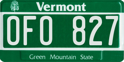VT license plate OFO827