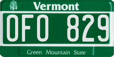 VT license plate OFO829