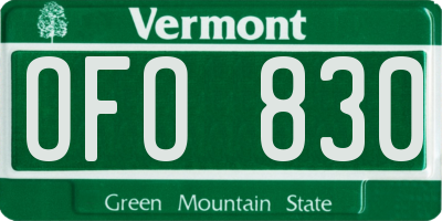 VT license plate OFO830