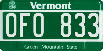 VT license plate OFO833