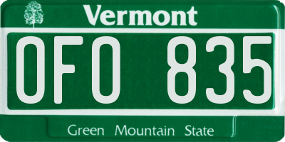 VT license plate OFO835